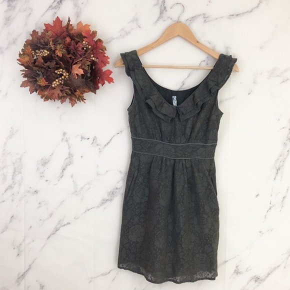 Anthropologie Dresses & Skirts - Anthropologie Maeve Gray Lace Fit & Flare Dress